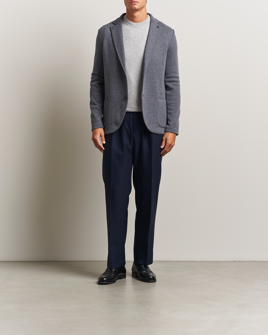 Herr | Kavajer | Gran Sasso | Rainwool Knitted Blazer Grey Melange