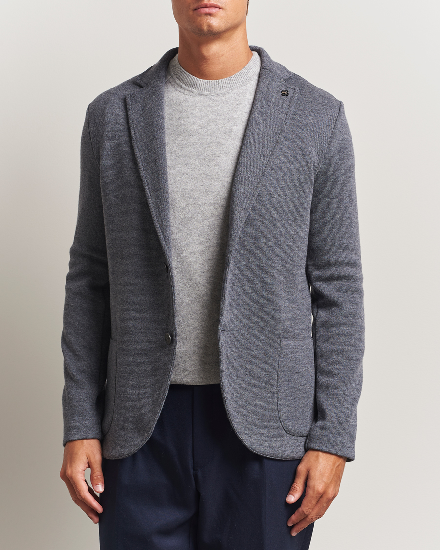 Herr | Kavajer | Gran Sasso | Rainwool Knitted Blazer Grey Melange