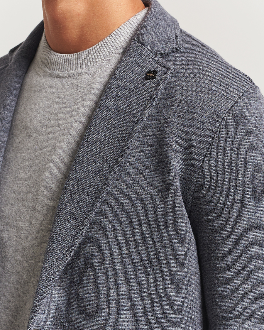 Herr | Kavajer | Gran Sasso | Rainwool Knitted Blazer Grey Melange