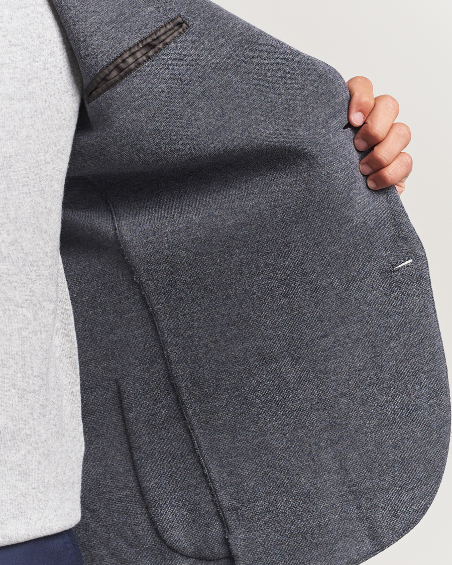 Herr | Kavajer | Gran Sasso | Rainwool Knitted Blazer Grey Melange