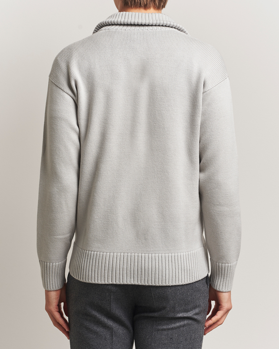 Herr | Tröjor | Gran Sasso | Heavy Knitted Merino Full Zip Light Grey Melange
