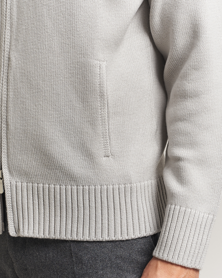 Herr | Tröjor | Gran Sasso | Heavy Knitted Merino Full Zip Light Grey Melange