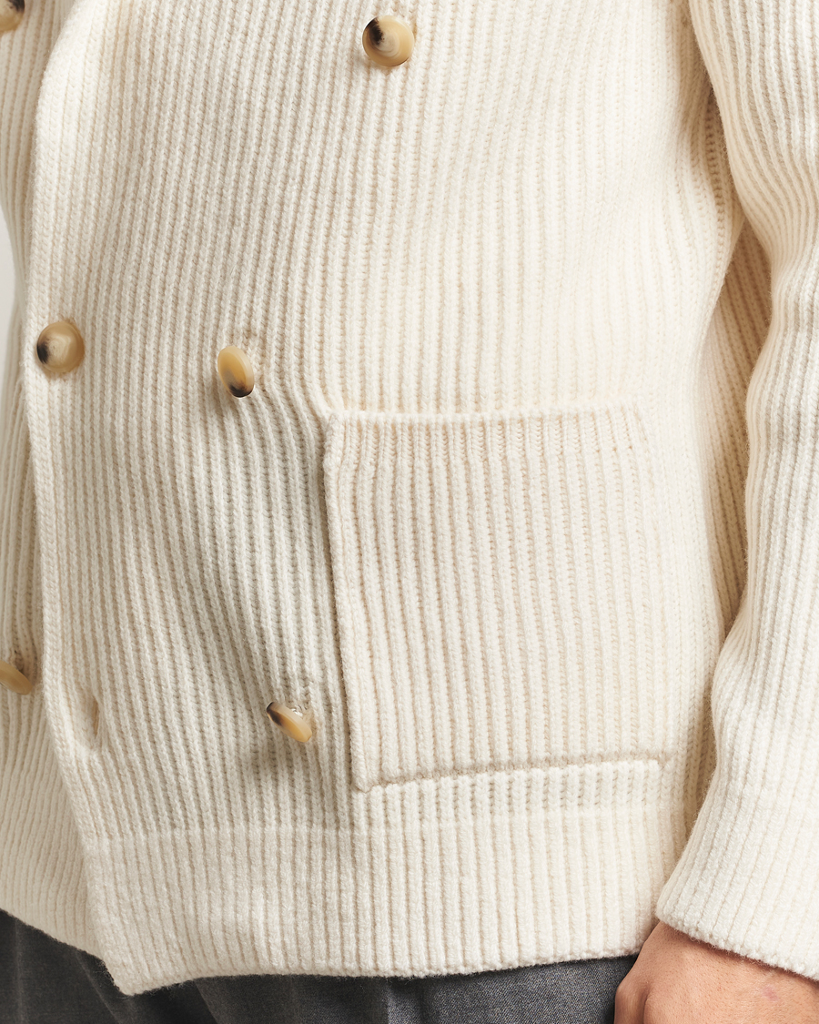 Herr | Tröjor | Gran Sasso | Shawl Collar Heavy Knitted Wool Cardigan Cream