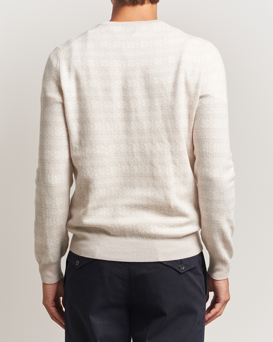 Herr | Tröjor | Gran Sasso | Wool/Cashmere Fairisle Sweater Beige Melange
