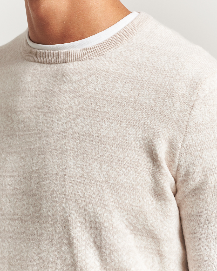 Herr | Tröjor | Gran Sasso | Wool/Cashmere Fairisle Sweater Beige Melange