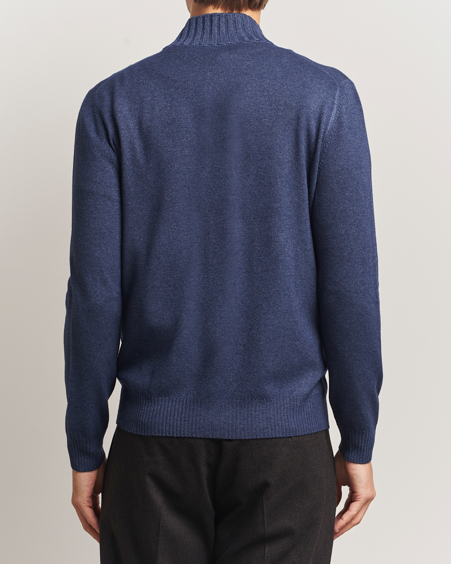 Herr | Tröjor | Gran Sasso | Wool/Cashmere Washed Full Zip Navy Melange