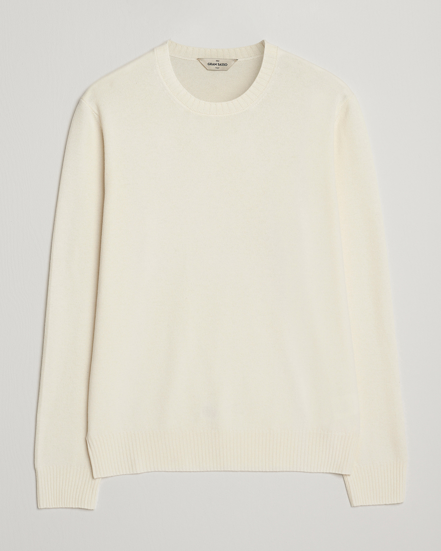Herr | Tröjor | Gran Sasso | Wool/Cashmere Washed Crew Neck Cream Melange