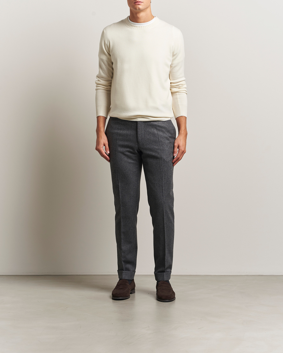 Herr | Tröjor | Gran Sasso | Wool/Cashmere Washed Crew Neck Cream Melange