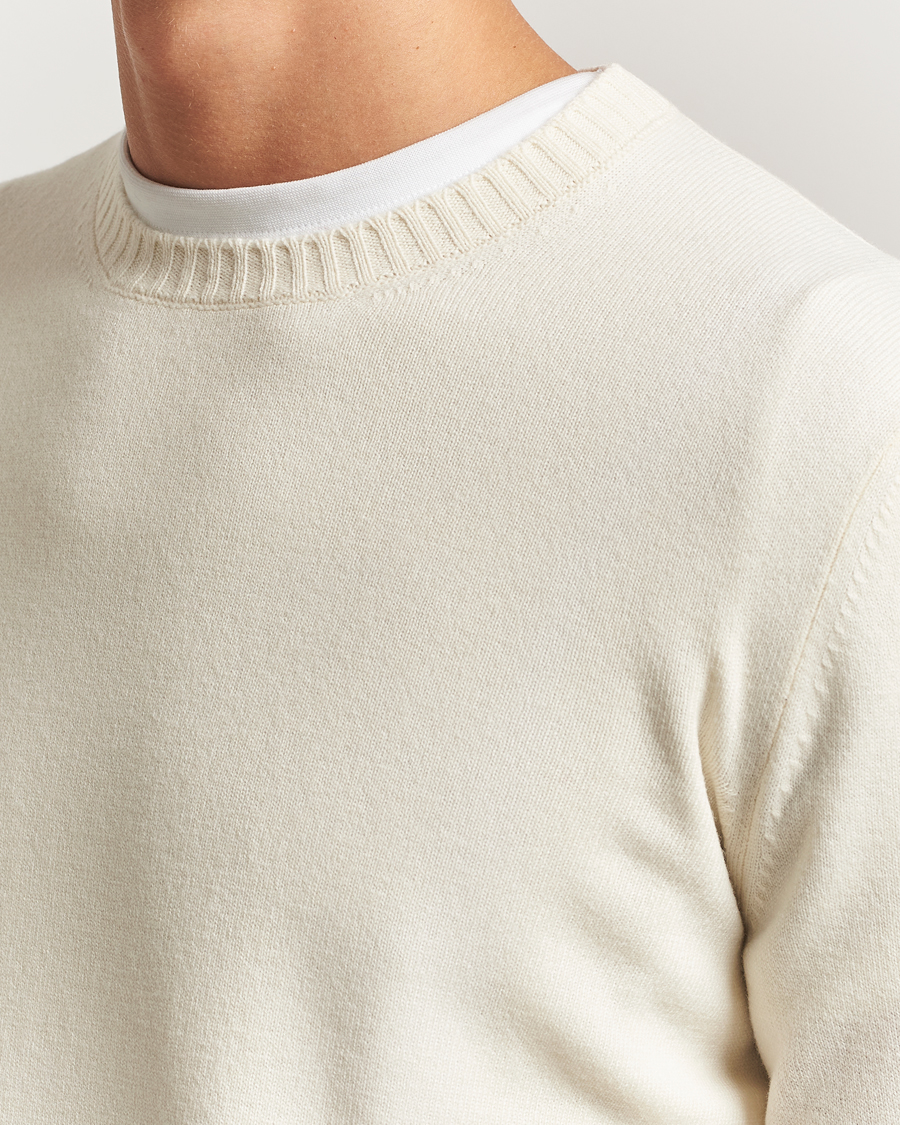 Herr | Tröjor | Gran Sasso | Wool/Cashmere Washed Crew Neck Cream Melange