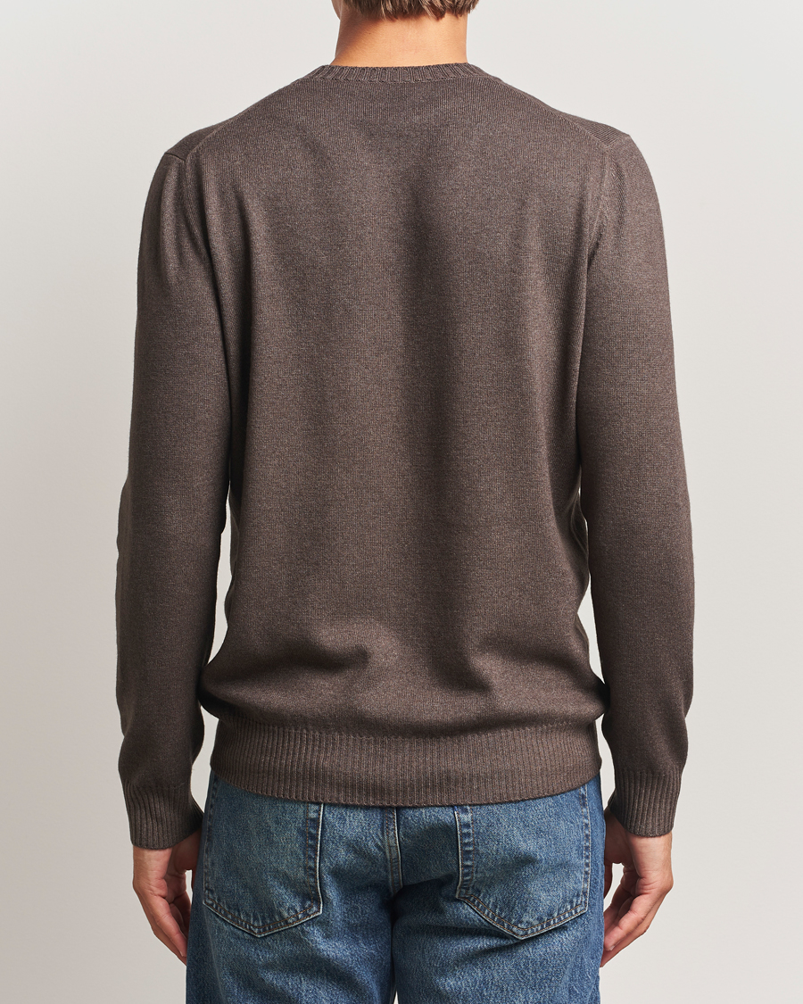 Herr | Tröjor | Gran Sasso | Wool/Cashmere Washed Crew Neck Brown Melange