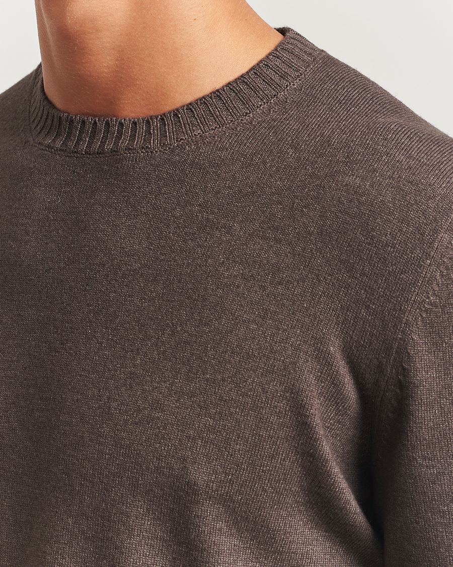 Herr | Tröjor | Gran Sasso | Wool/Cashmere Washed Crew Neck Brown Melange