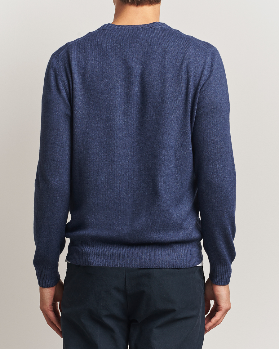 Herr | Tröjor | Gran Sasso | Wool/Cashmere Washed Crew Neck Navy Melange