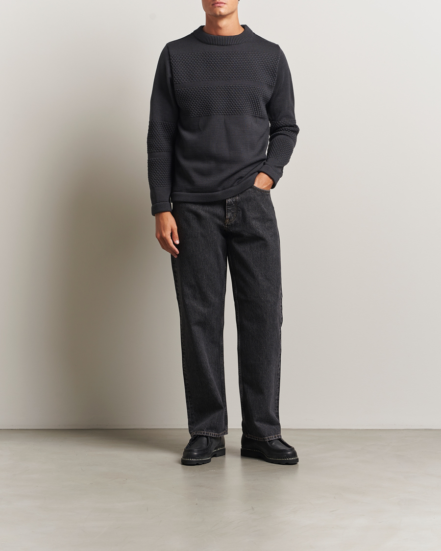 Herr | Tröjor | S.N.S. Herning | Fisherman Wool Crew Neck Molten Grey