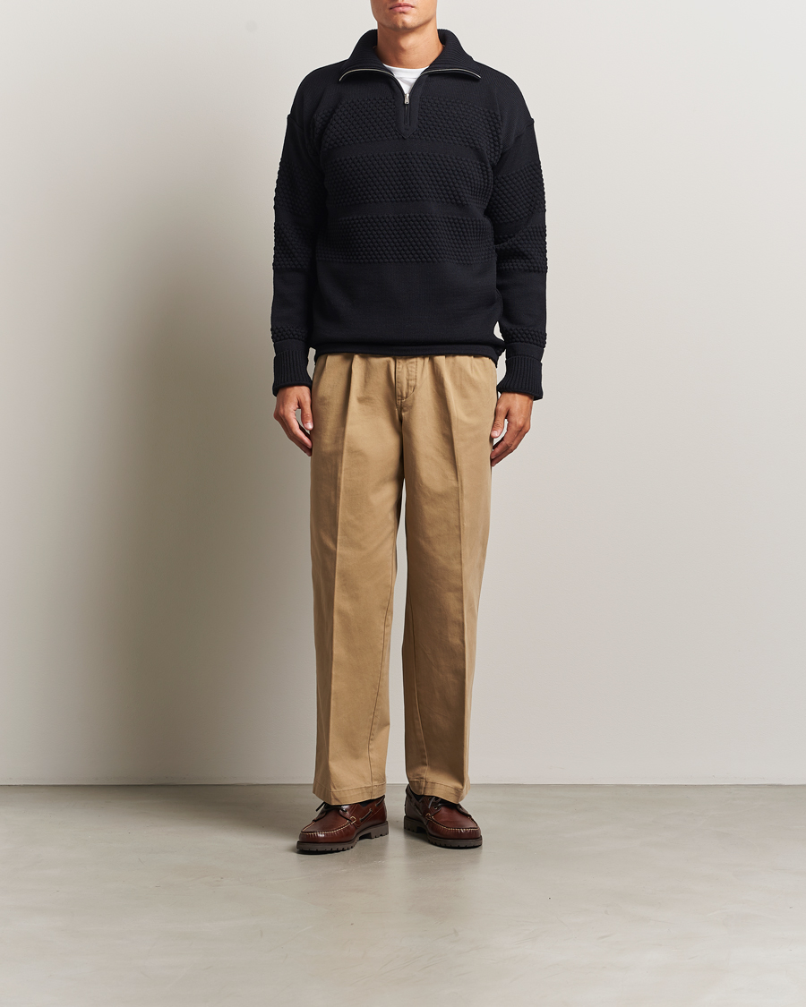Herr | Tröjor | S.N.S. Herning | Fisherman Wool Short Zip Navy