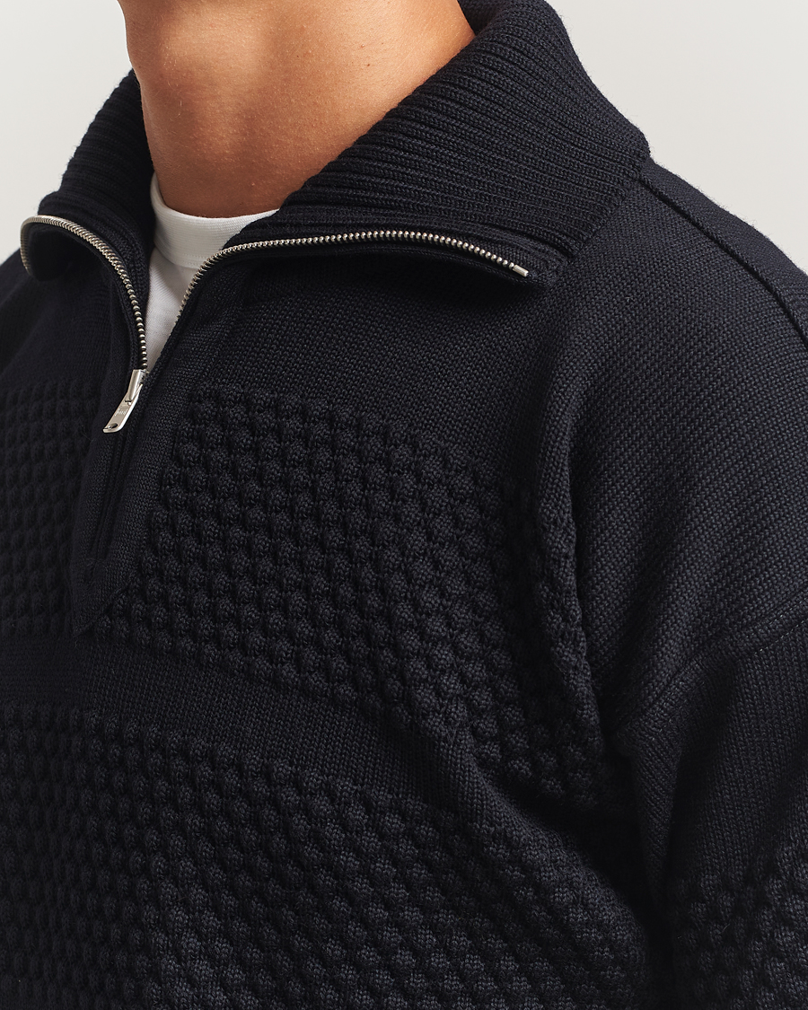 Herr | Tröjor | S.N.S. Herning | Fisherman Wool Short Zip Navy