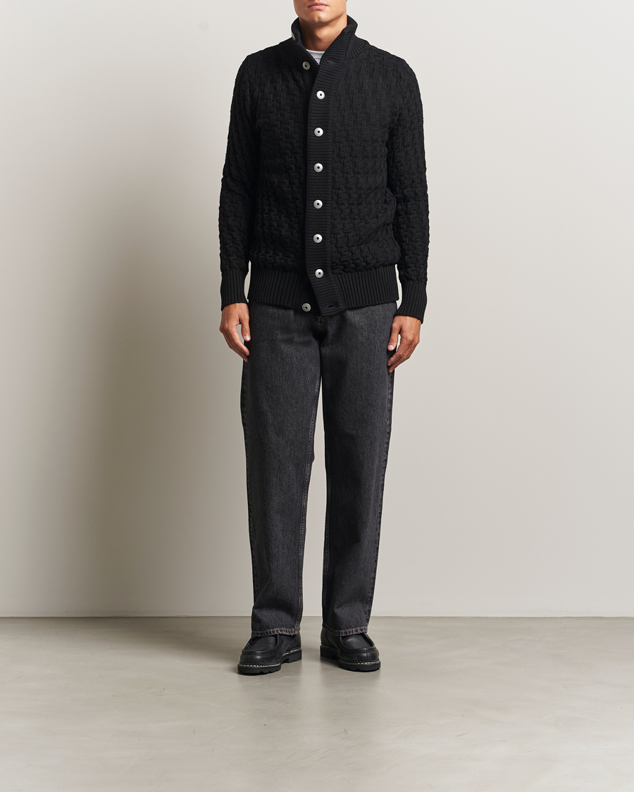 Herr | Tröjor | S.N.S. Herning | Stark Wool Cable Cardigan Black