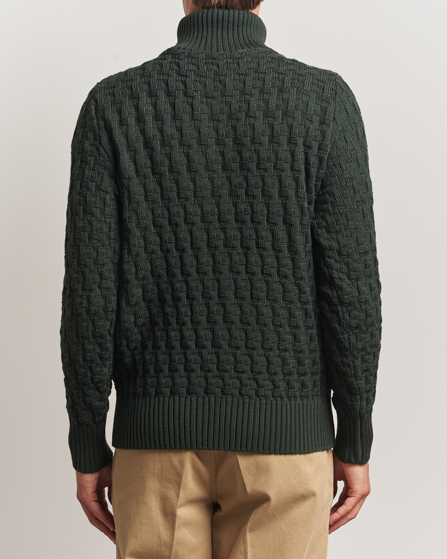 Herr | Tröjor | S.N.S. Herning | Stark Wool Cable Cardigan Dark Forest Green