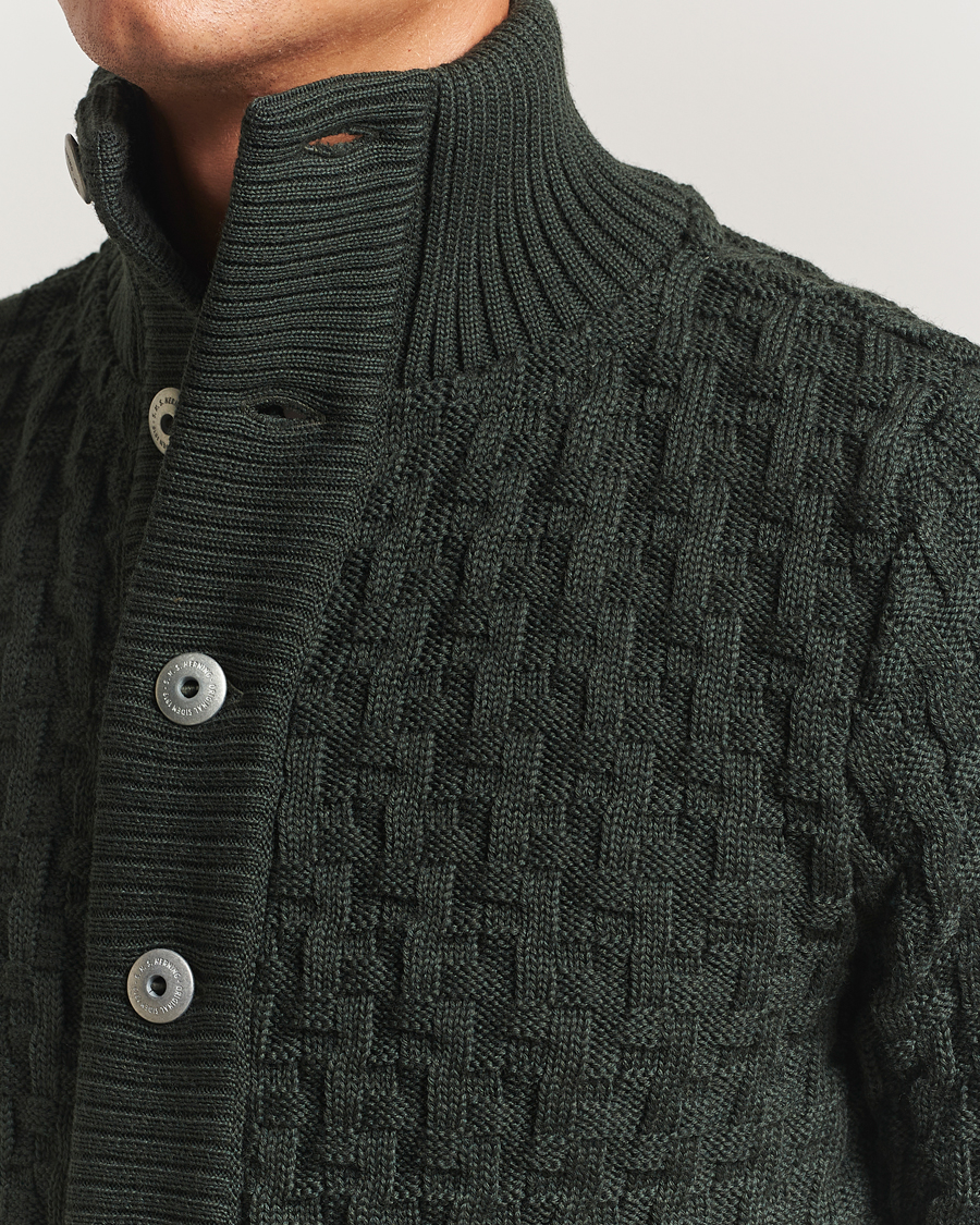 Herr | Tröjor | S.N.S. Herning | Stark Wool Cable Cardigan Dark Forest Green