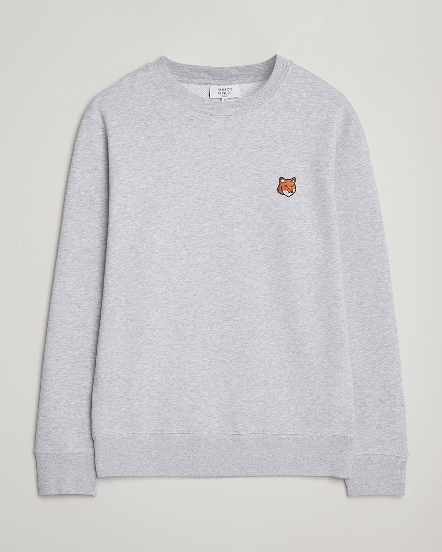 Herr | Tröjor | Maison Kitsuné | Fox Head Sweatshirt Light Grey Melange