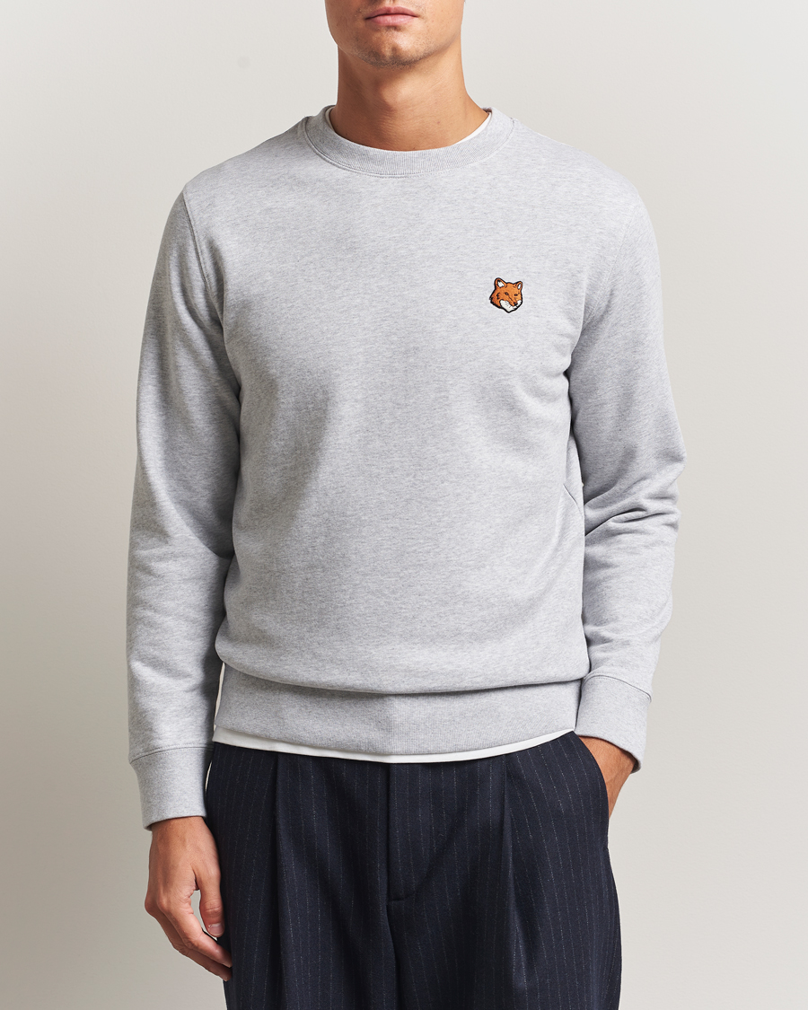 Herr | Tröjor | Maison Kitsuné | Fox Head Sweatshirt Light Grey Melange