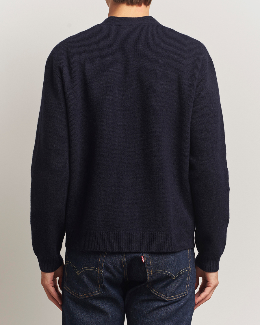 Herr | Tröjor | Maison Kitsuné | Grey Fox Head Milano Lambswool Cardigan Classic Navy