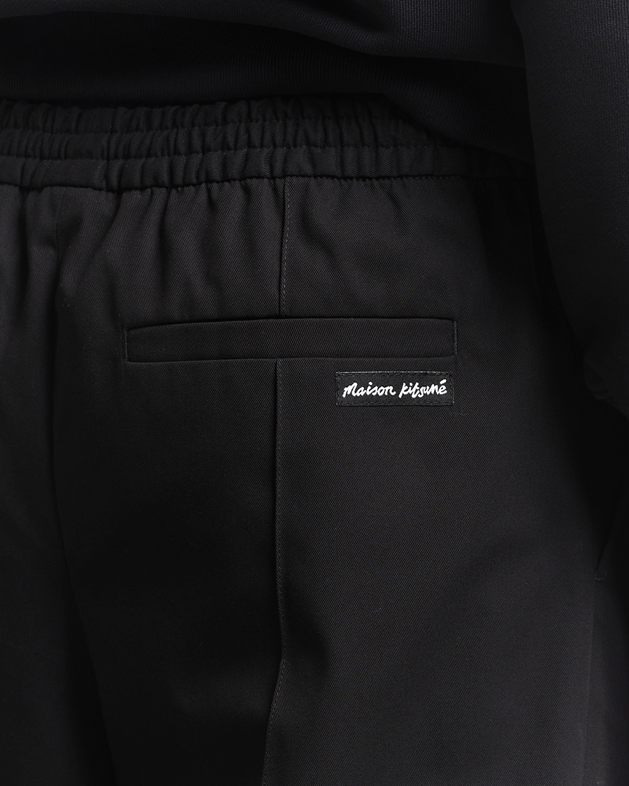 Herr | Byxor | Maison Kitsuné | Cotton Twill Pleated Drawstring Trousers Black