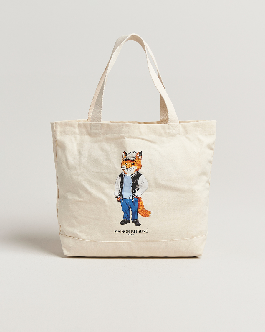 Herr | Väskor | Maison Kitsuné | Dressed Fox Tote Bag Ecru
