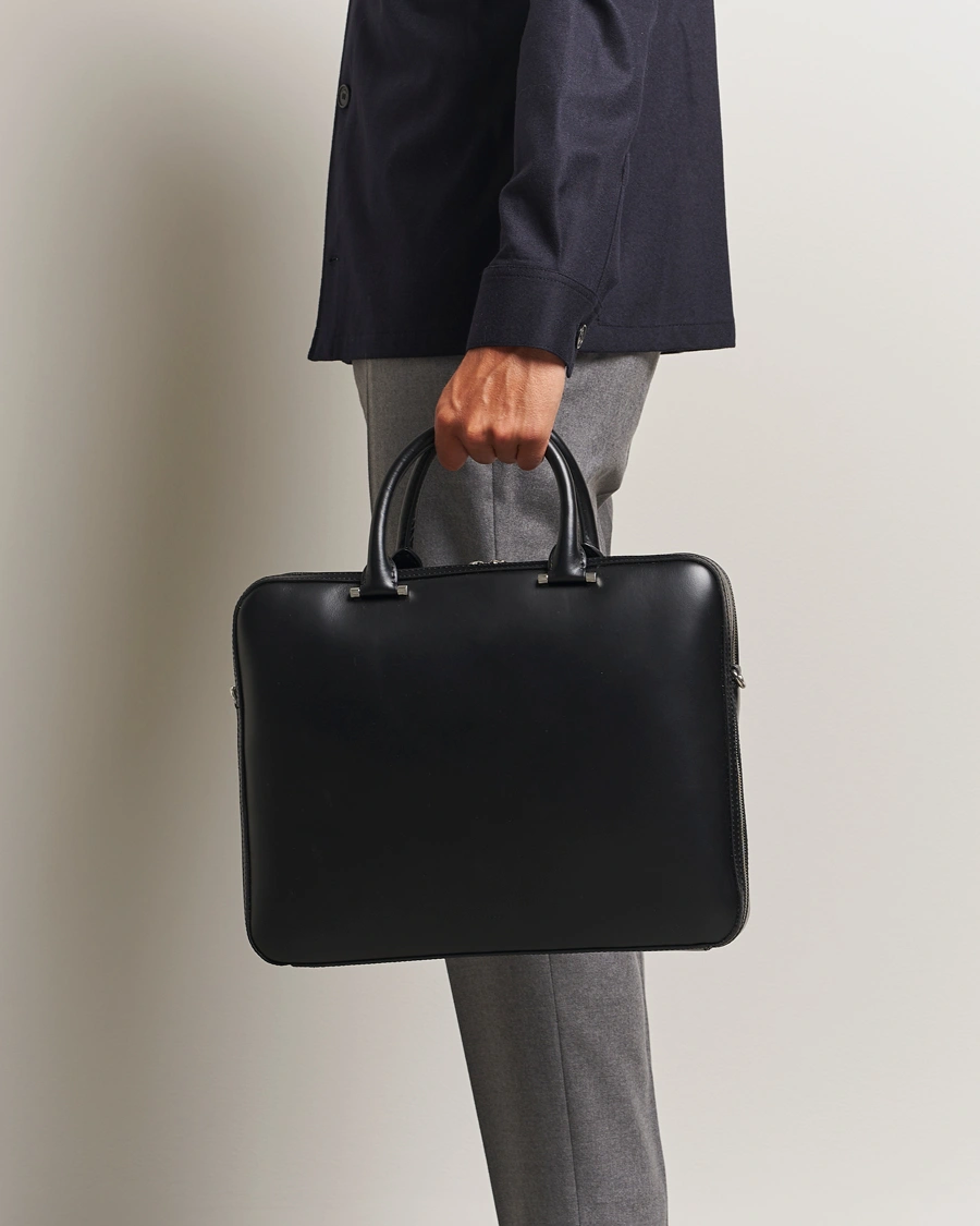 Herr | Väskor | Tiger of Sweden | Valise Smooth Leather Double Zip Briefcase Black