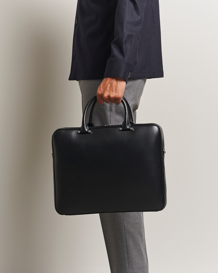 Herr | Väskor | Tiger of Sweden | Valise Smooth Leather Double Zip Briefcase Black