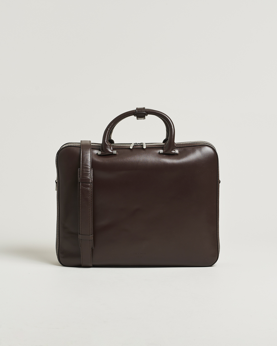Herr | Väskor | Tiger of Sweden | Valise Smooth Leather Double Zip Briefcase Dark Brown