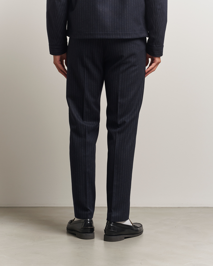 Herr | Byxor | Tiger of Sweden | Tense Wool Pleated Pinstriped Trousers Blue Function