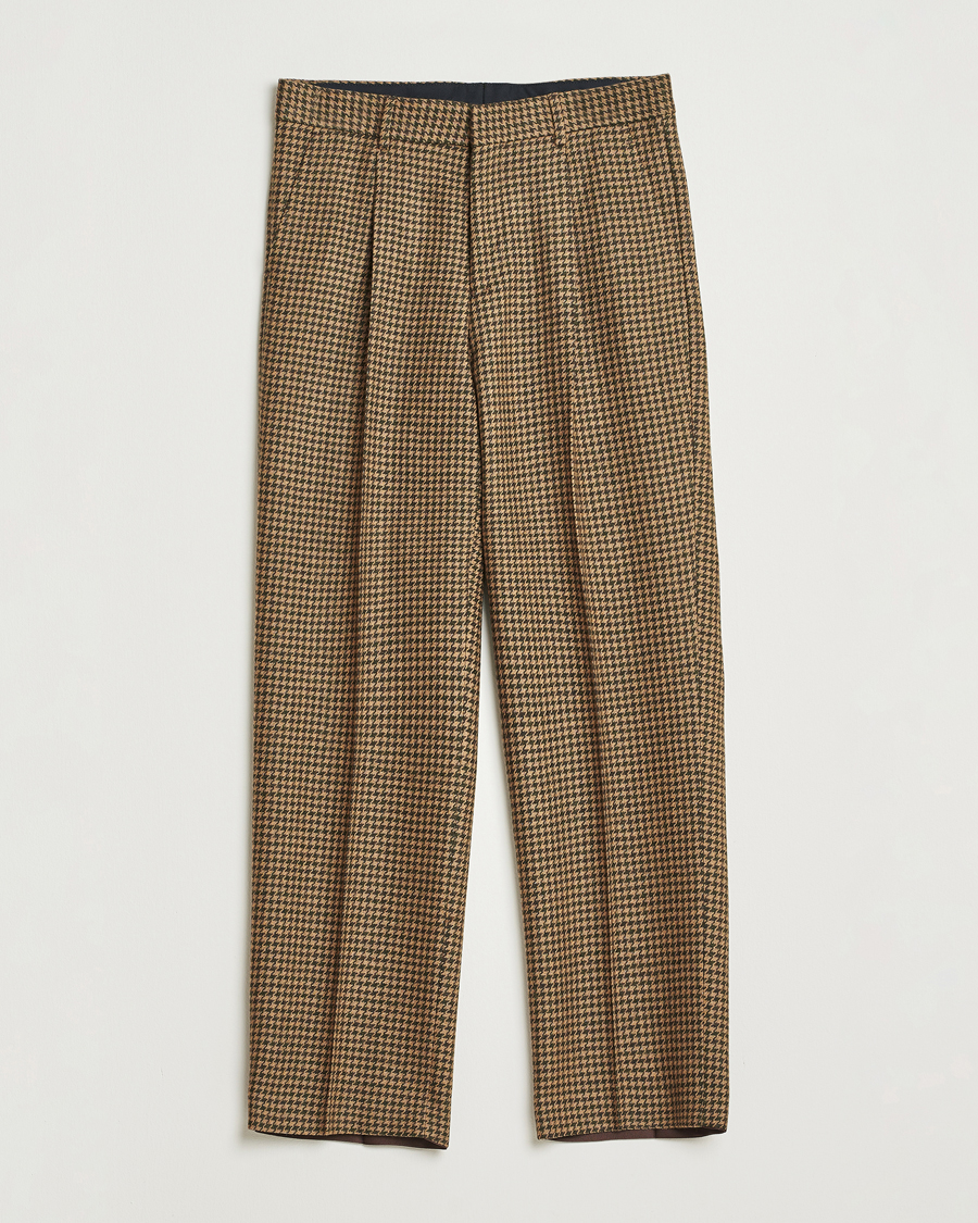 Herr | Byxor | Tiger of Sweden | Todne Swedish Wool Dogtooth Trousers Brown Olive