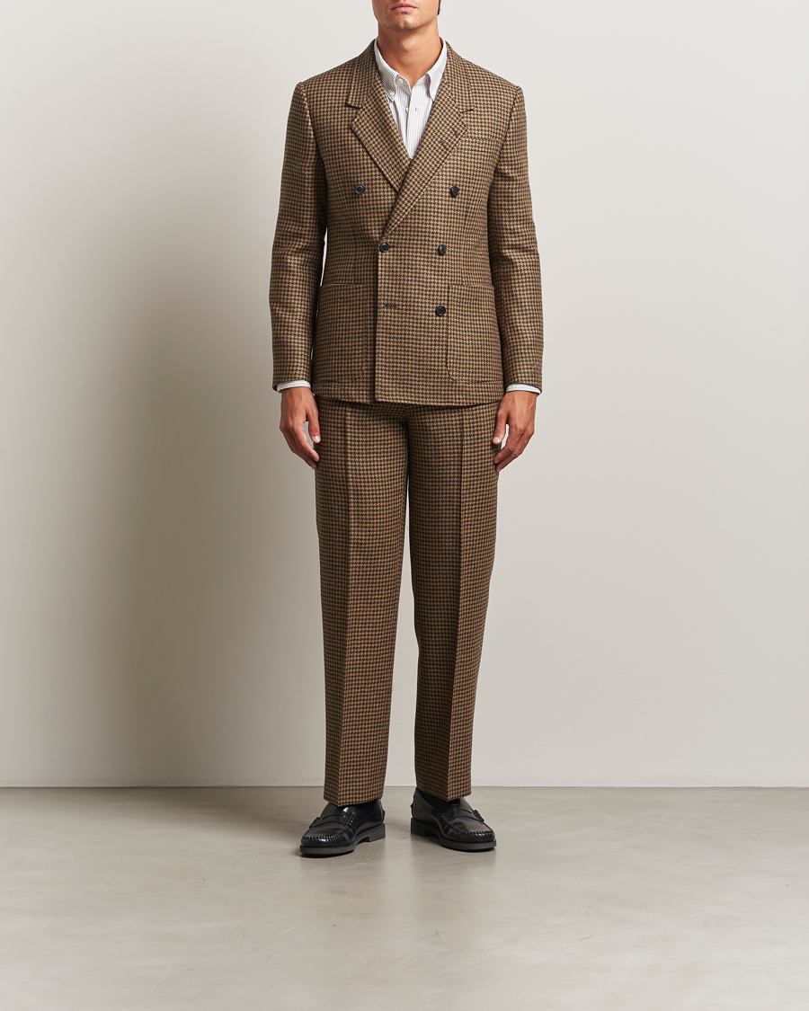 Herr | Byxor | Tiger of Sweden | Todne Swedish Wool Dogtooth Trousers Brown Olive