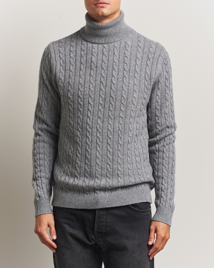 Herr | Tröjor | Tiger of Sweden | Wilde Wool/Cashmere Knitted Sweater Light Grey Melange