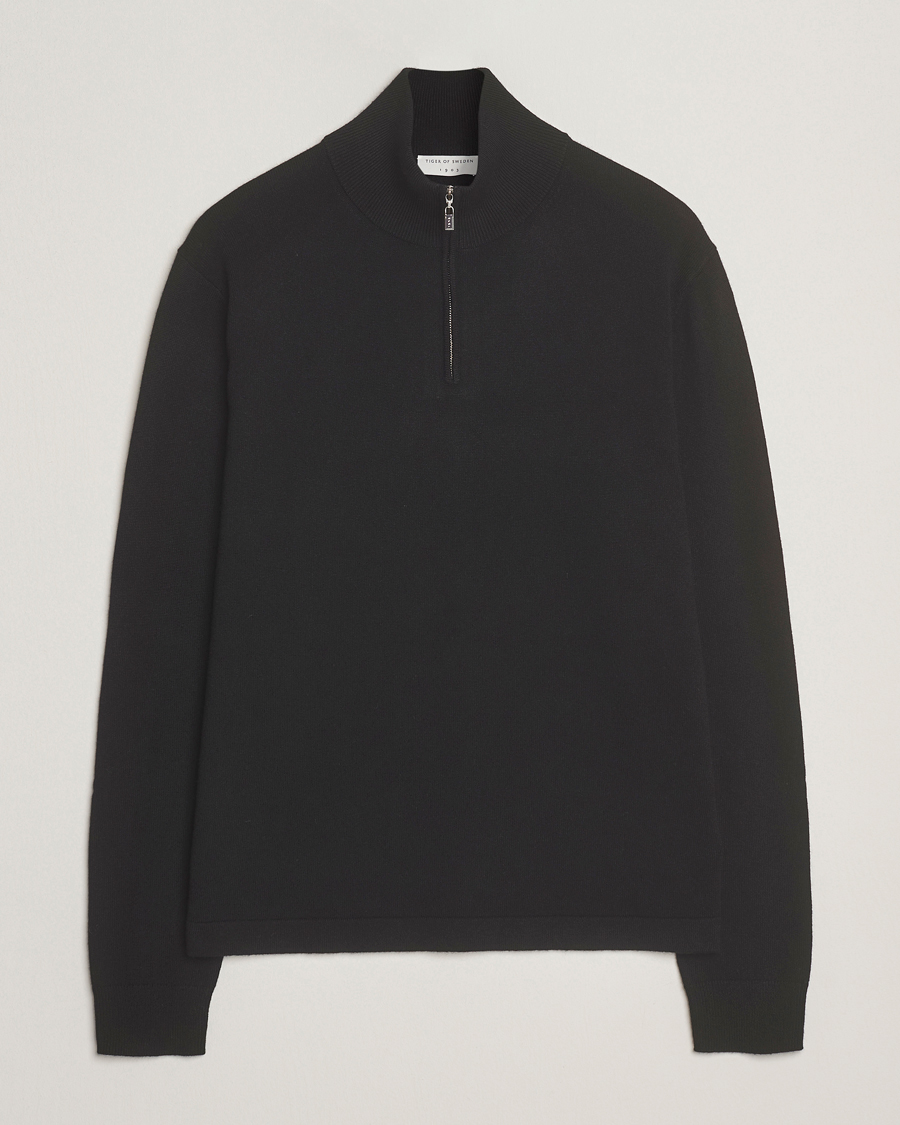 Herr | Tröjor | Tiger of Sweden | Travis Wool/Cashmere Half Zip Black