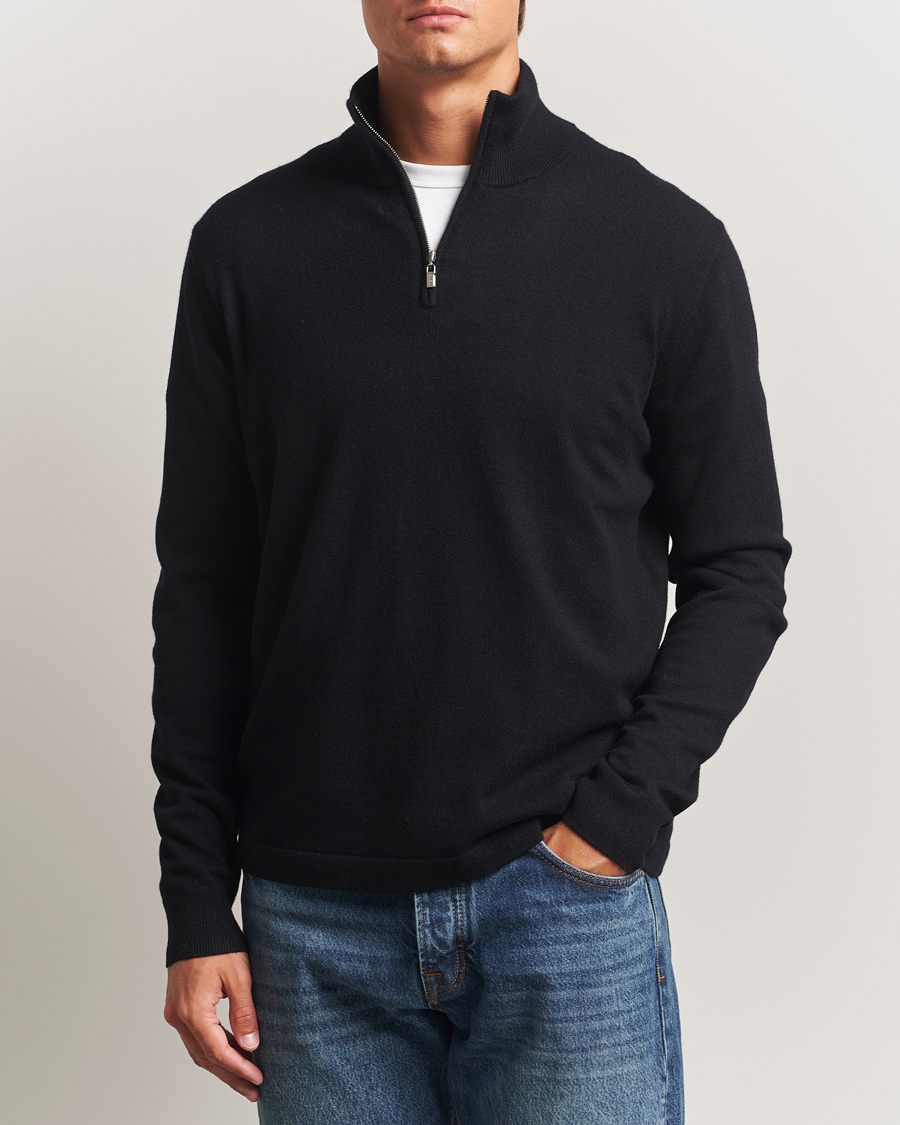 Herr | Tröjor | Tiger of Sweden | Travis Wool/Cashmere Half Zip Black