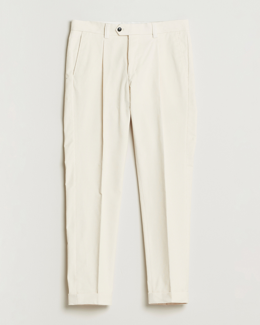 Herr | Byxor | Tiger of Sweden | Tenuta Pleated Corduroy Trousers Light Ivory
