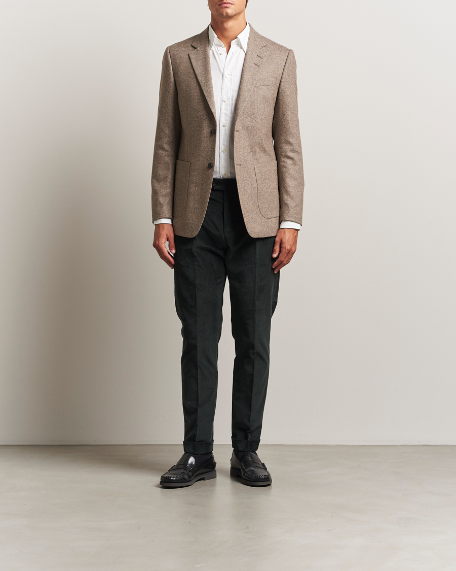 Herr | Byxor | Tiger of Sweden | Tenuta Pleated Corduroy Trousers Midnight Green