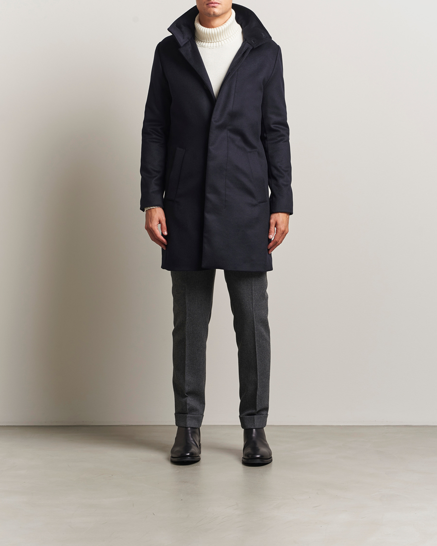 Herr | Jackor | Tiger of Sweden | Aleric Wool/Cashmere Hooded Coat Light Ink