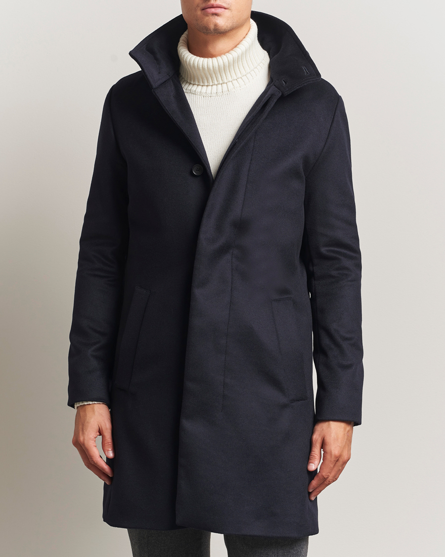 Herr | Jackor | Tiger of Sweden | Aleric Wool/Cashmere Hooded Coat Light Ink