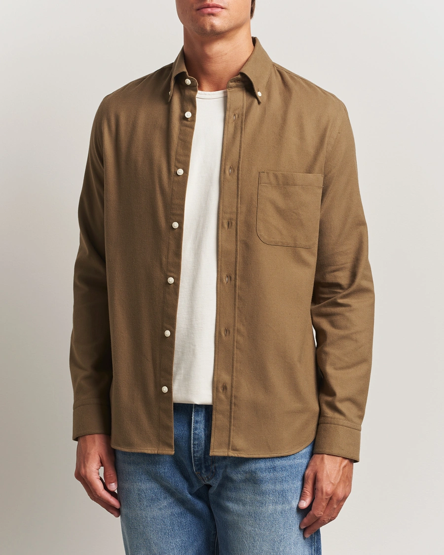 Herr | Skjortor | Tiger of Sweden | Bjorn Brushed Twill Shirt Old Wolf