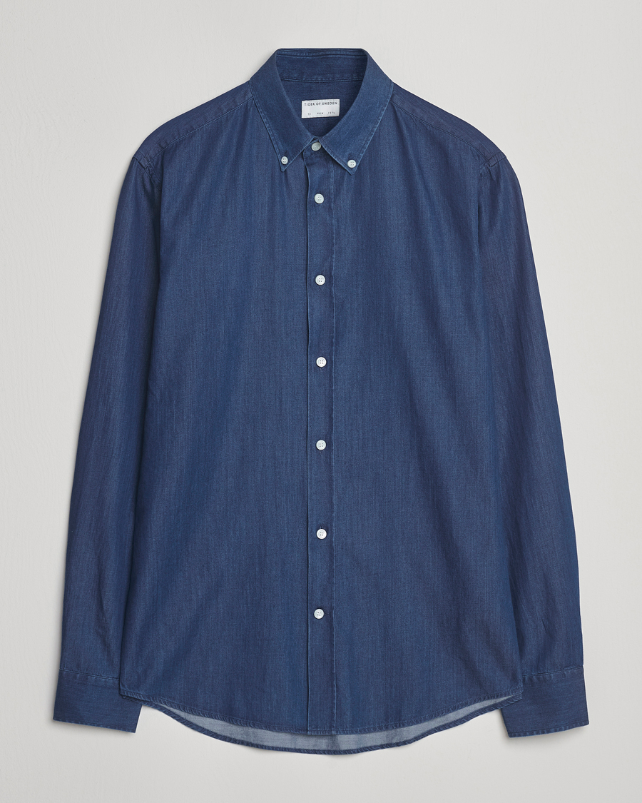 Herr | Skjortor | Tiger of Sweden | Adley Slim Fit Denim Shirt Medium Blue