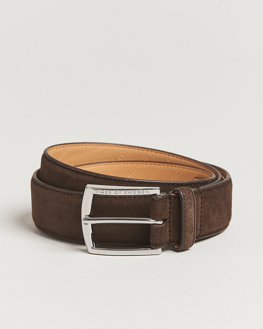 Herr | Bälten | Tiger of Sweden | Bergstroms Suede Belt Dark Brown