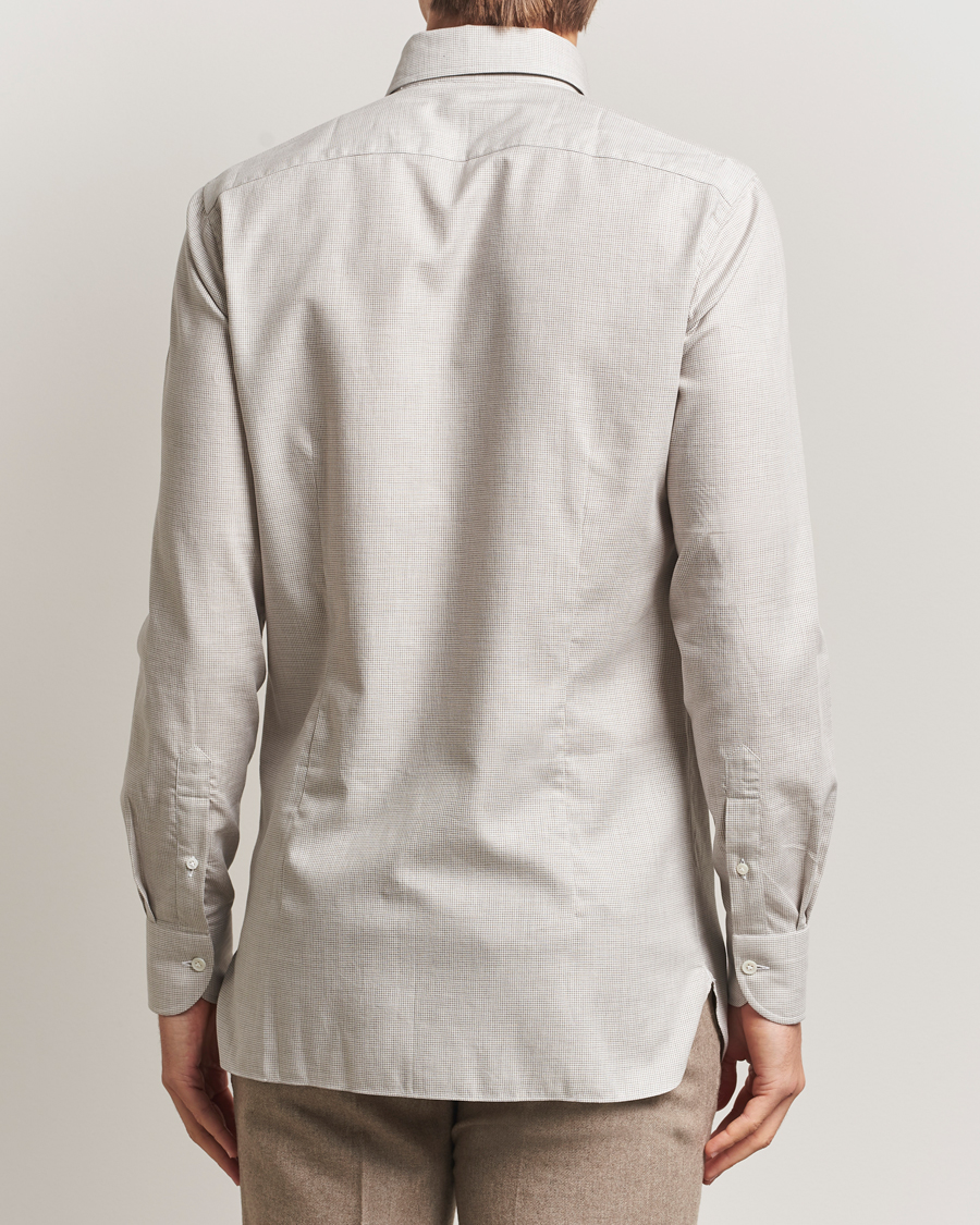 Herr | Skjortor | 100Hands | Micro Houndstooth Flannel Button Down Beige