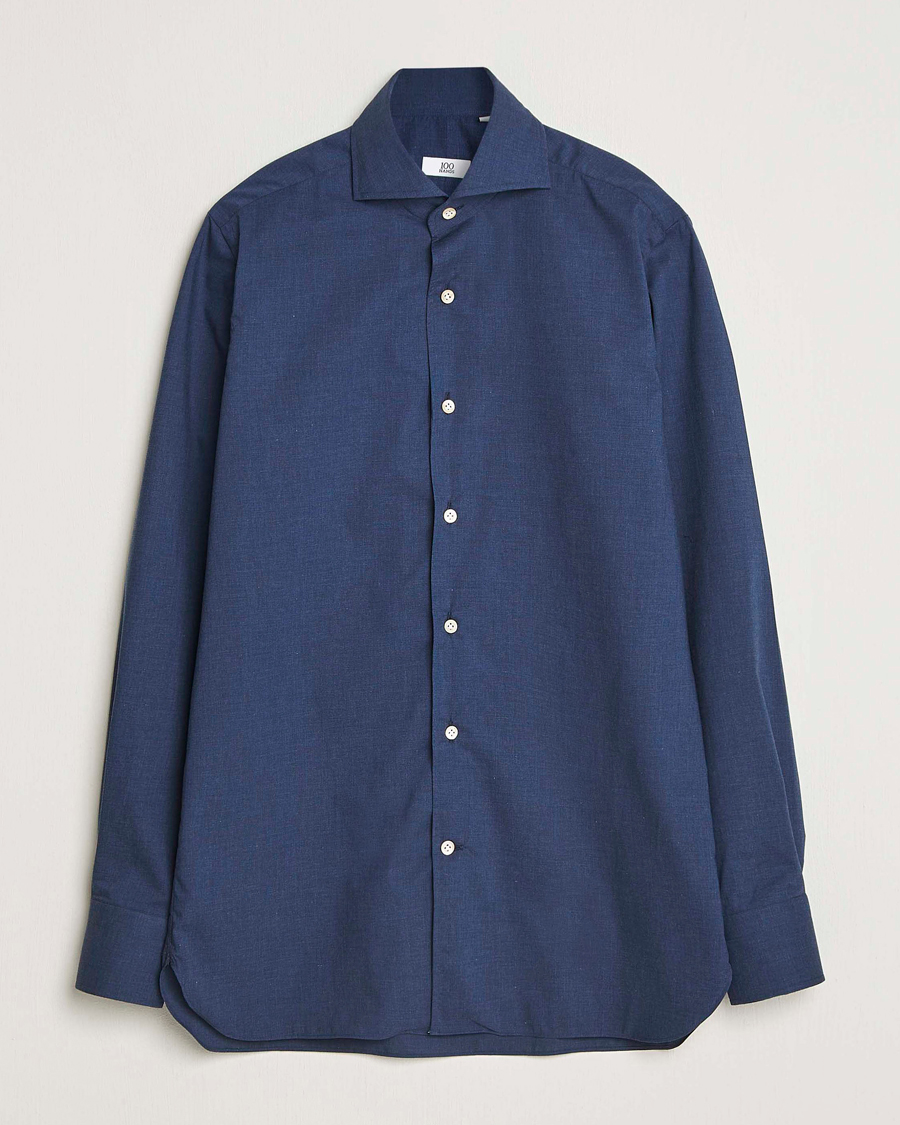 Herr | Skjortor | 100Hands | Cotton Melange Cut Away Shirt Light Blue
