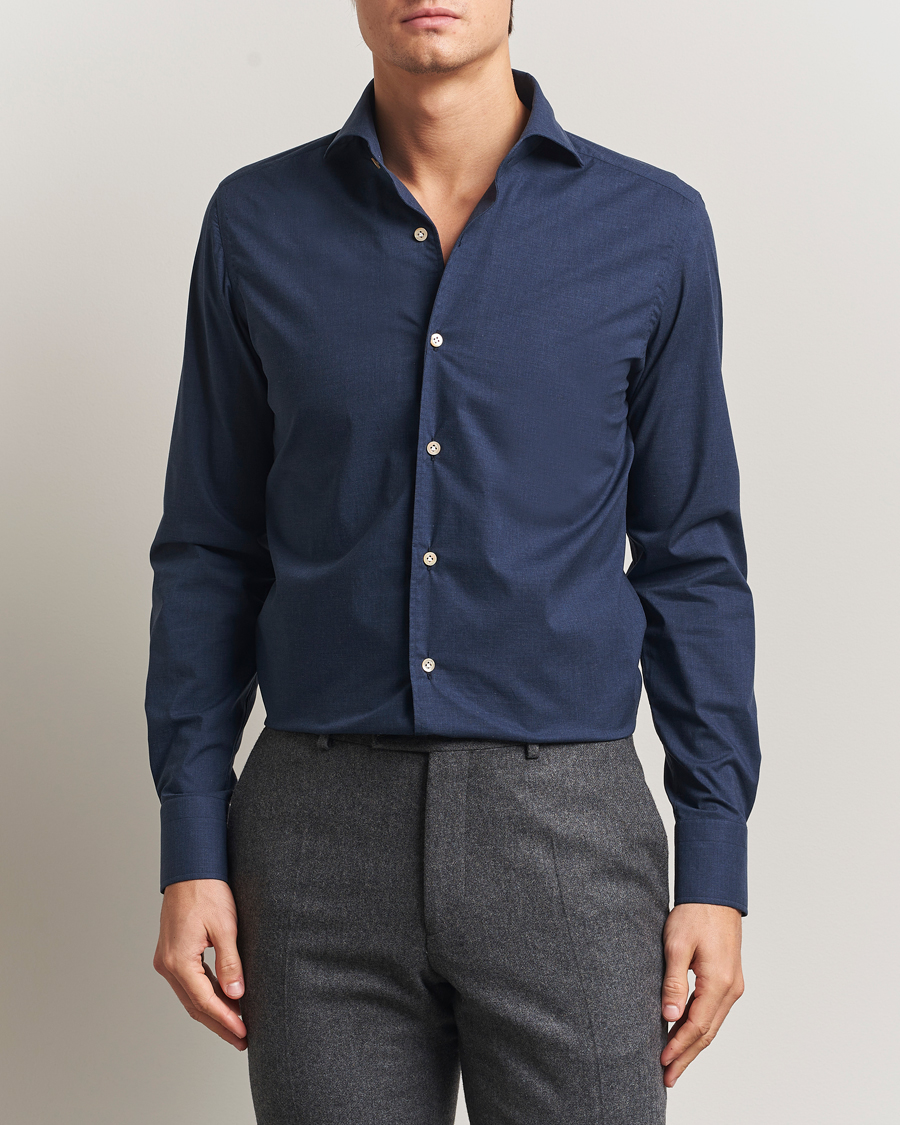 Herr | Skjortor | 100Hands | Cotton Melange Cut Away Shirt Light Blue