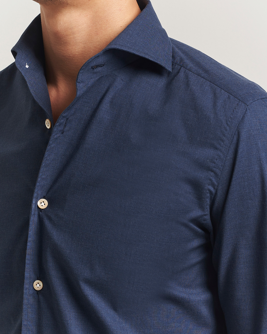 Herr | Skjortor | 100Hands | Cotton Melange Cut Away Shirt Light Blue