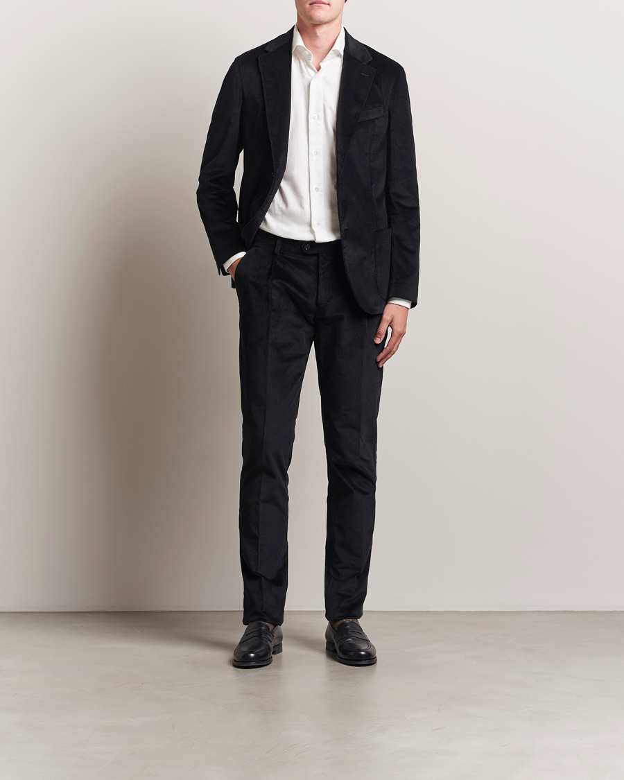 Herr | Skjortor | 100Hands | Herringbone Flannel Cut Away Shirt White