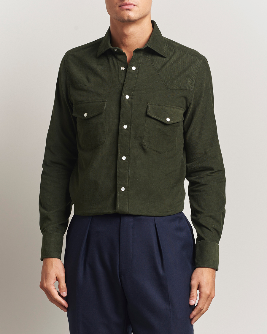 Herr | Skjortor | 100Hands | Western Cord Shirt Olive