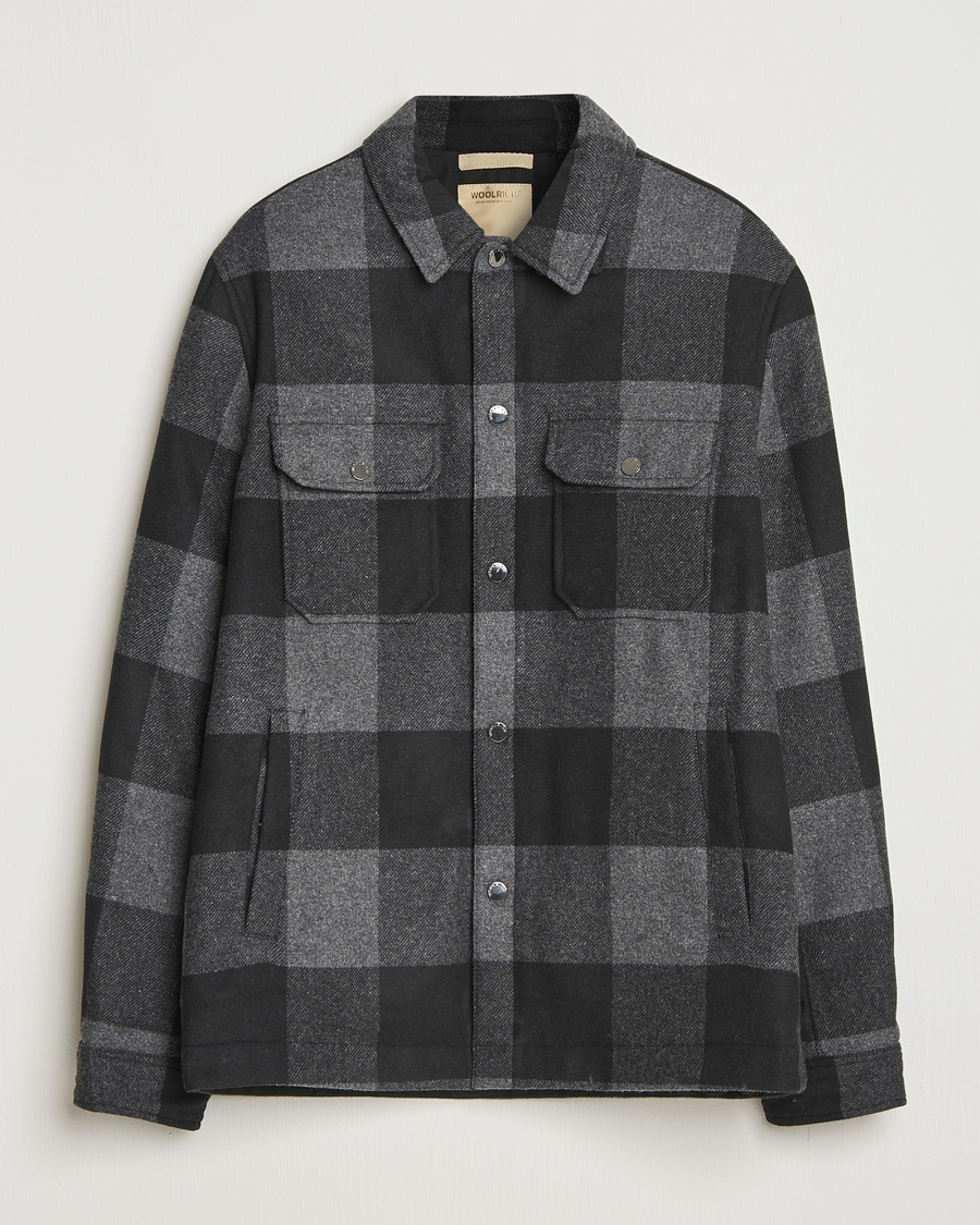 Herr | Jackor | Woolrich | Alaskan Melton Wool Shirt Jacket Charcoal Buffalo
